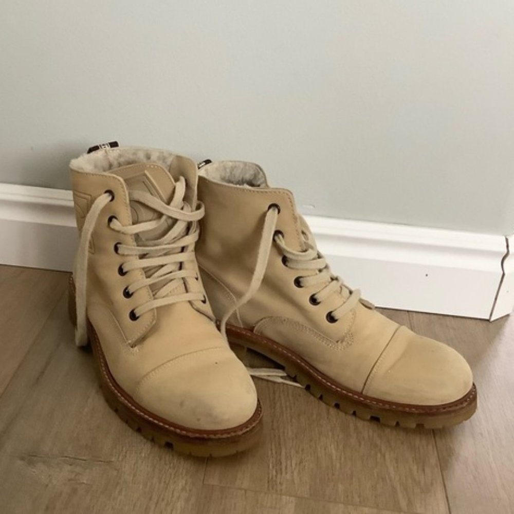 Chanel Monogram Tan combat Boots Size 7